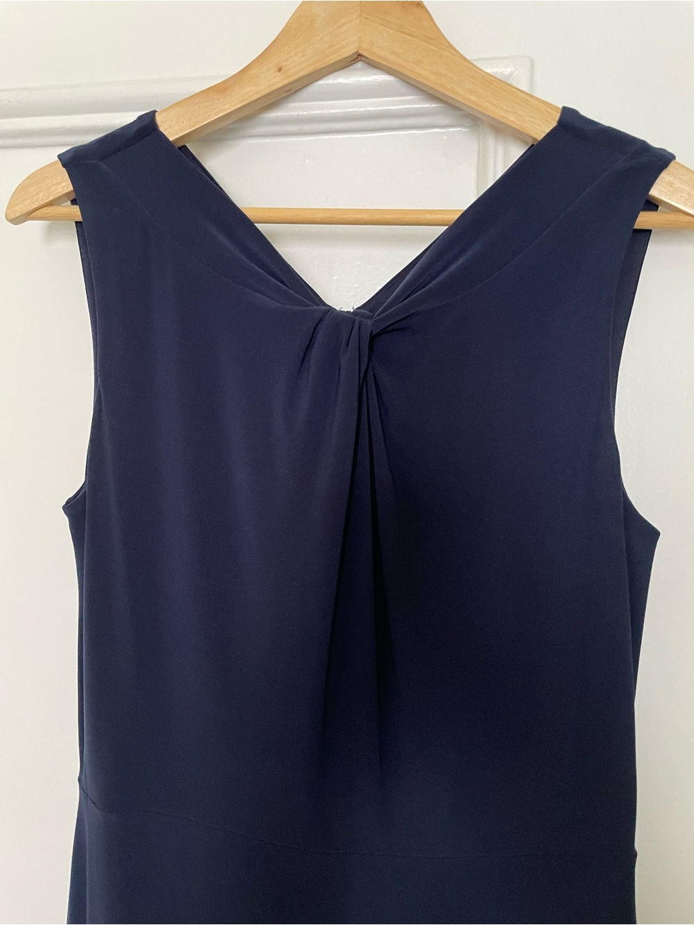 DKNY Navy Knot-Neck Asymmetrical Midi Dress — Size 6